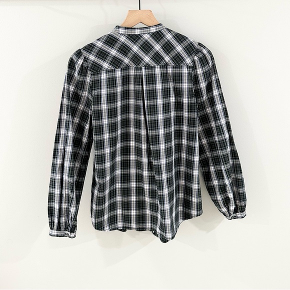 J. Crew Forrest Green Plaid Embellished Button Front Blouse Size XS Tall - Picture 7 of 7